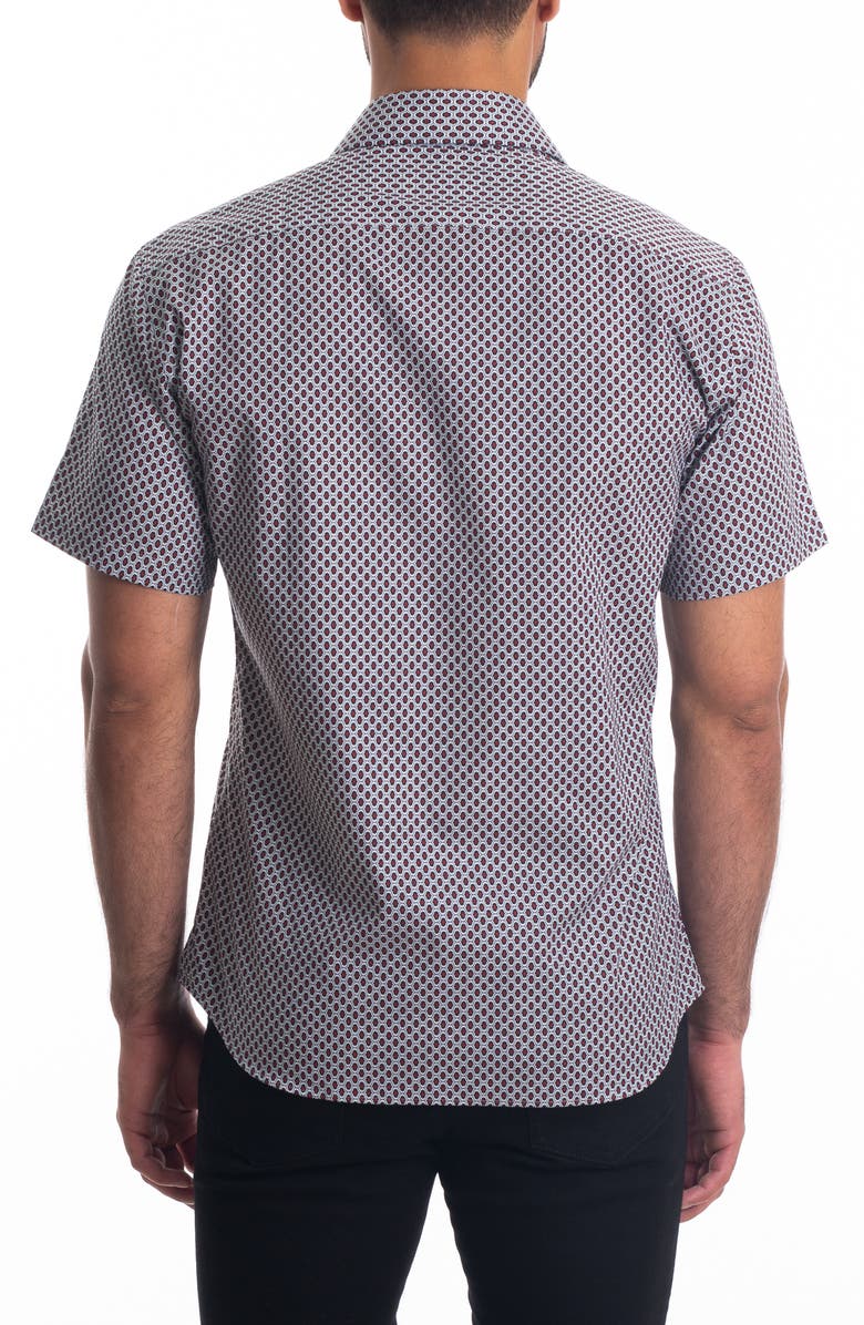 Jared Lang Short Sleeve Button-Up Shirt, Alternate, color, White N Red