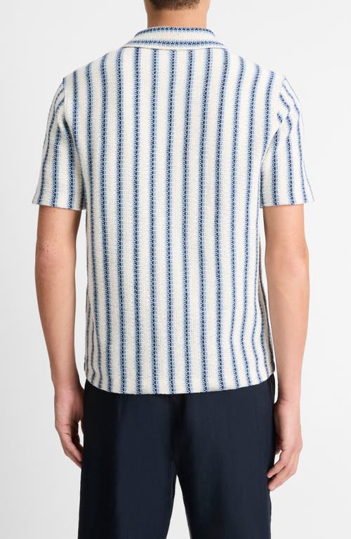Vince Men's Striped Knit Button-down Shirt In Cabo Blue Combo