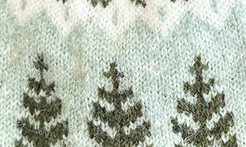 Saachi Fair Isle Faux Fur Pompom Beanie In Green