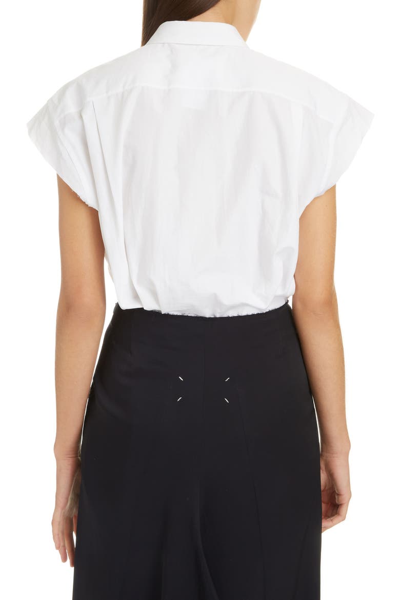 Cutoff Sleeve Cotton Poplin Shirt, Alternate, color, 100 WHITE