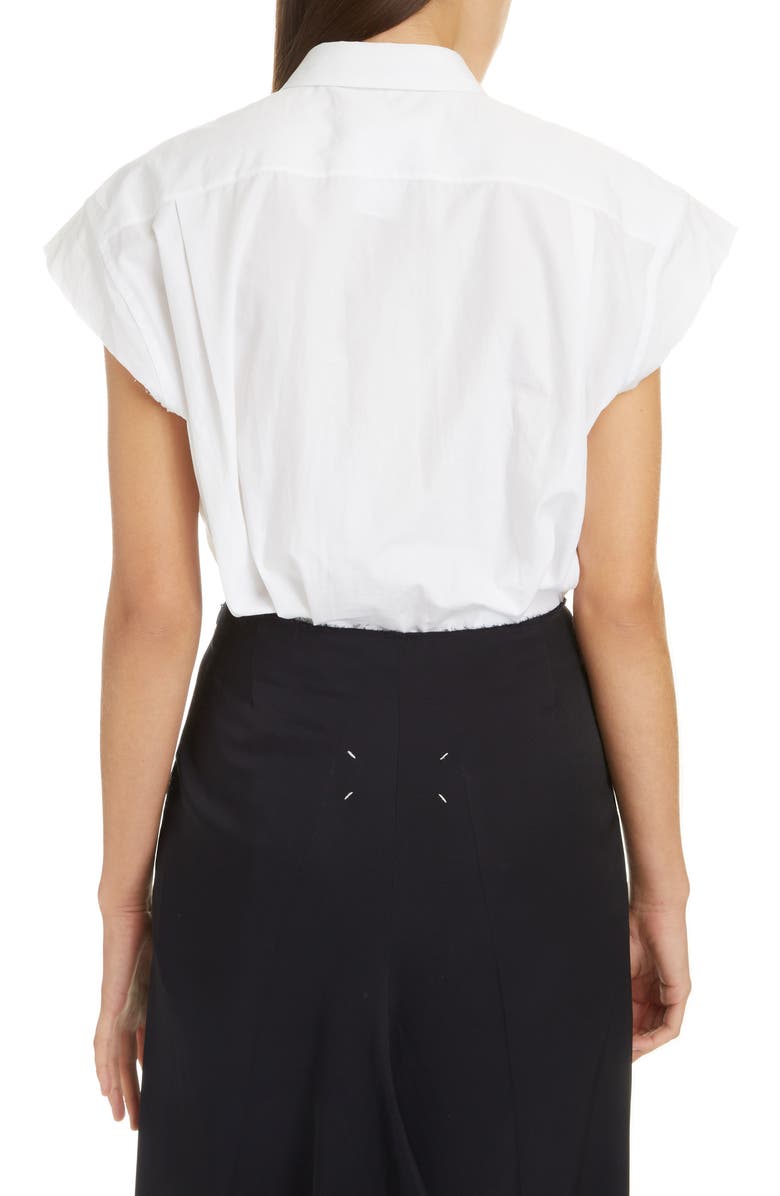 Maison Margiela Cutoff Sleeve Cotton Poplin Shirt, Alternate, color, 