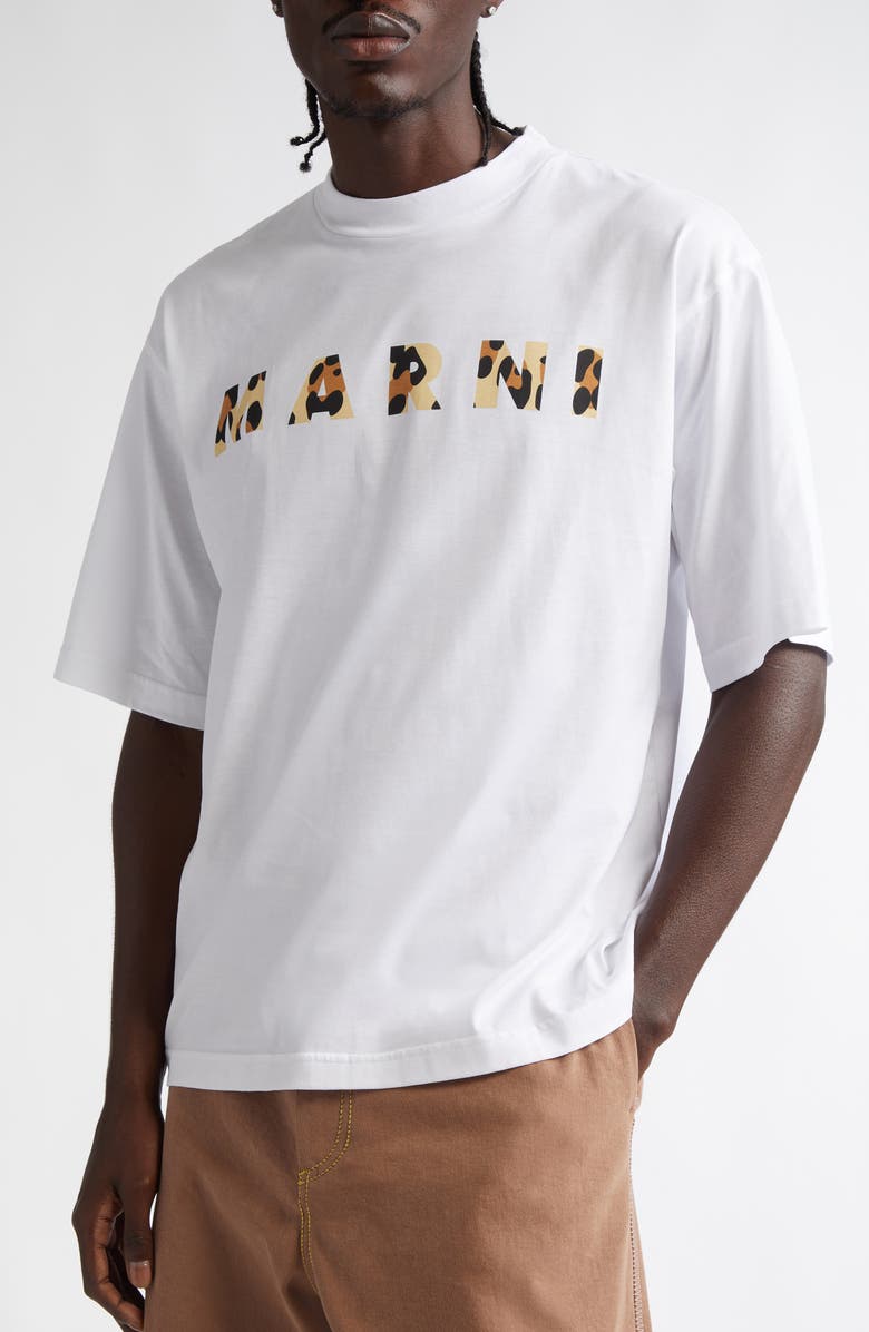 Marni Relaxed Fit Leopard Spot Logo Graphic T-Shirt, Alternate, color,