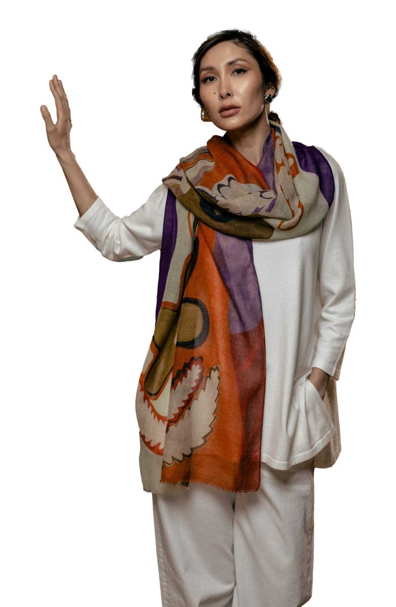 Elizabetta Irene - Wool Scarf, Alternate, color, Rust And Purple