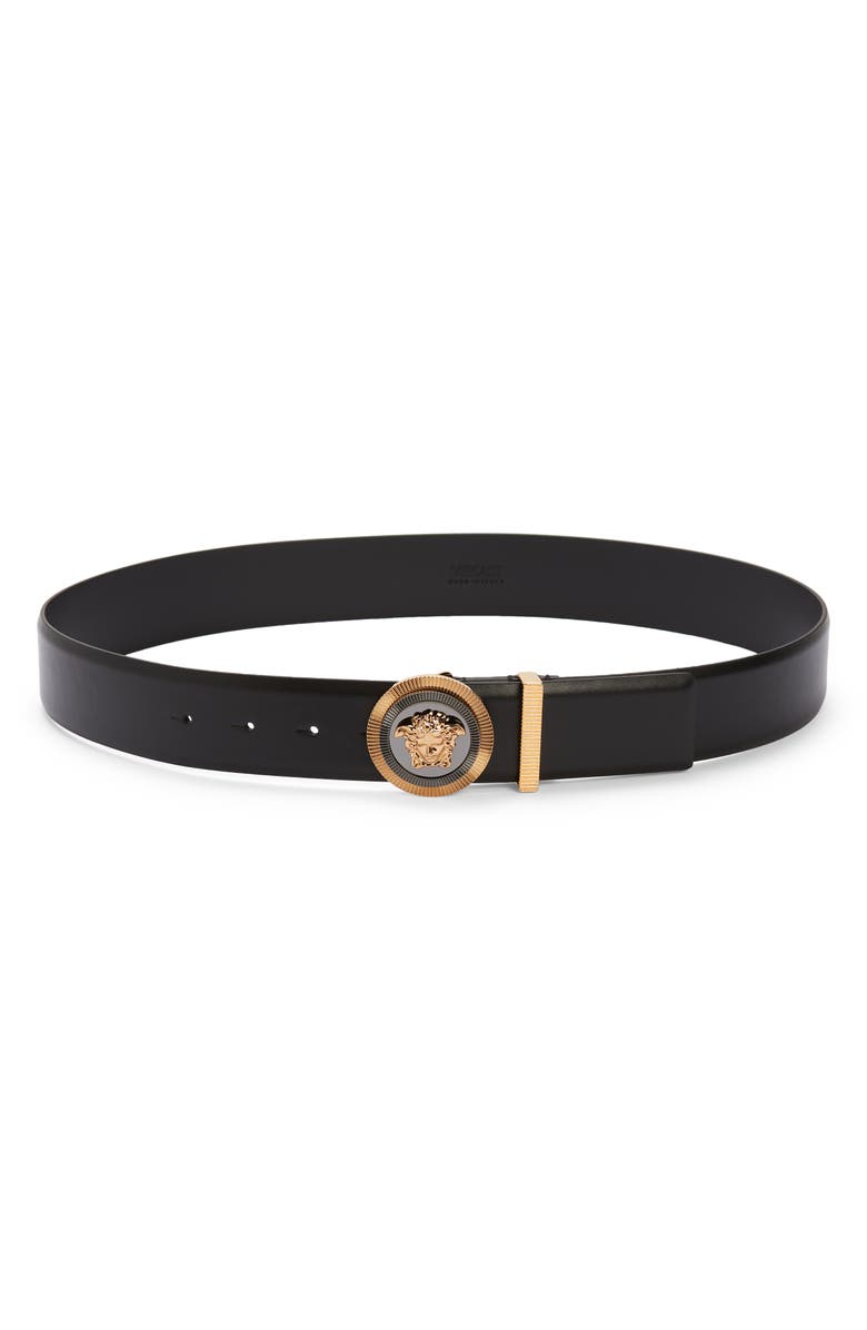 Versace Biggie Medusa Coin Belt, Main, color, Black/ Versace Gold/ Ruthenium