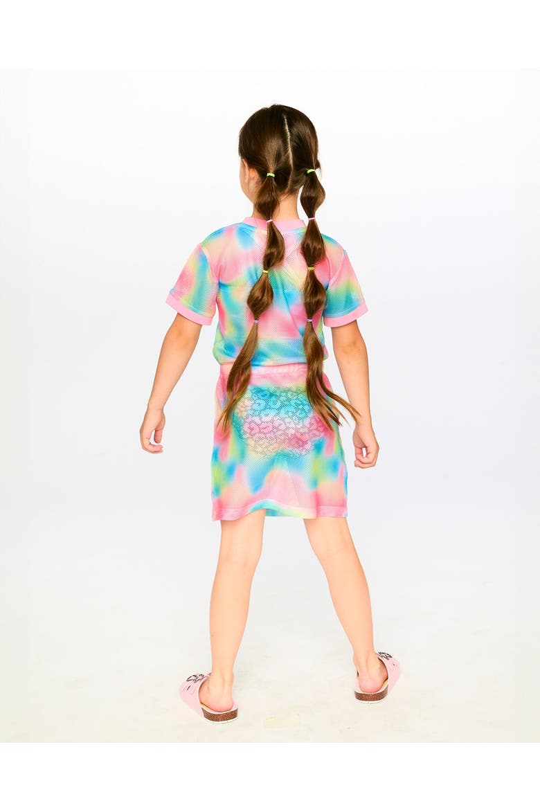 Mesh Short Sleeves Elastic Waist Beach Dress, Alternate, color, Multicolor