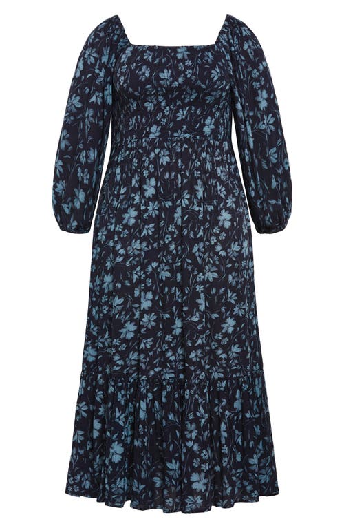 City Chic Mckenzie Floral Long Sleeve Maxi Dress In Multi