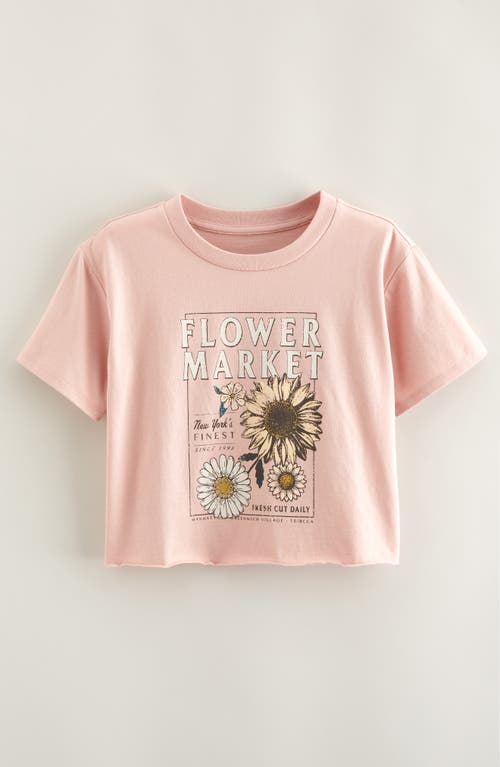 Treasure & Bond Kids' Crop Cotton Graphic T-shirt In Pink