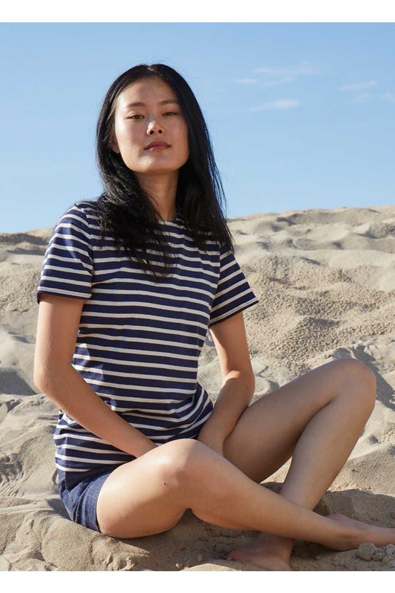 ETRILLE II - Short Sleeve Breton Stripe Tee, Alternate, color, navy/ecru