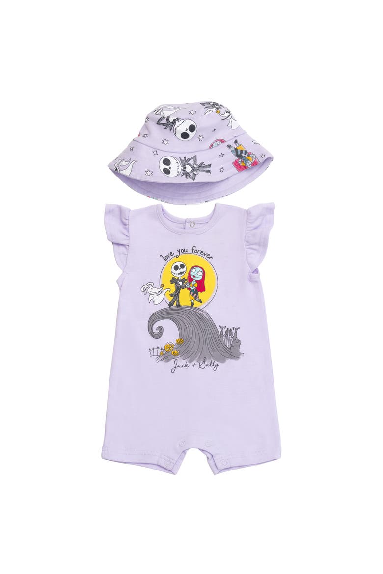 Nightmare Before Christmas One Piece Romper and Hat Set, Main, color, Jack Sally Purple