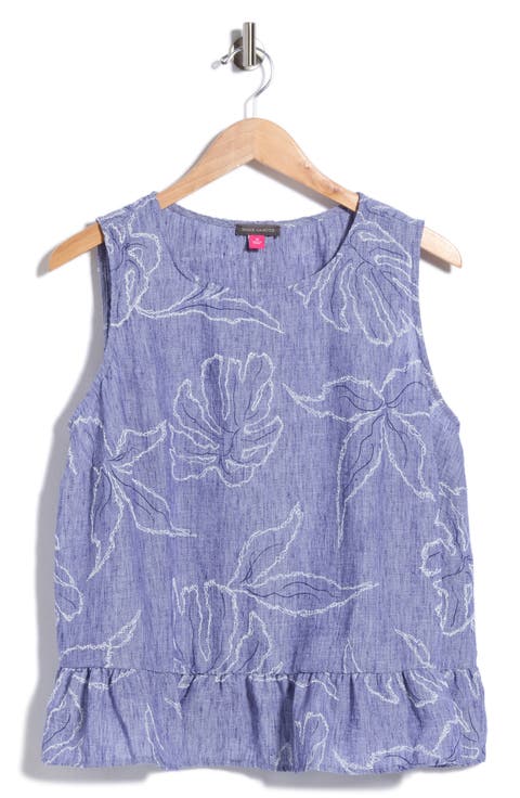 Embroidered Sleeveless Peplum Top (Plus)