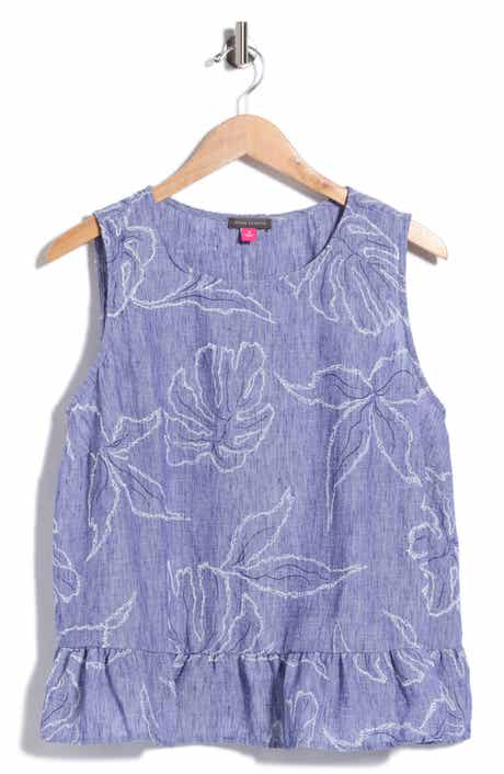 Vince Camuto Embroidered Sleeveless Peplum Top
