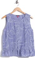 Vince Camuto Embroidered Sleeveless Peplum Top