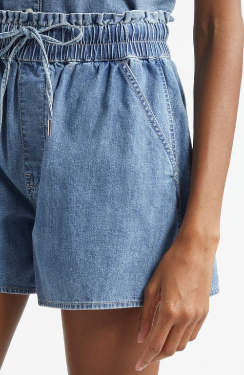 Veronica Beard Wilder Drawstring Denim Shorts In Starlight