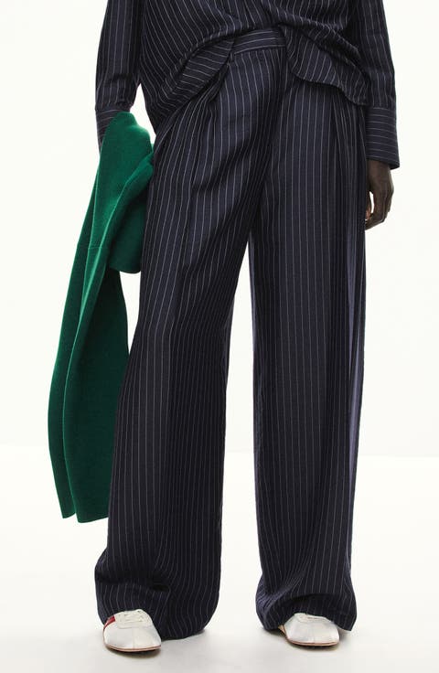 Pinstripe Wide Leg Trousers