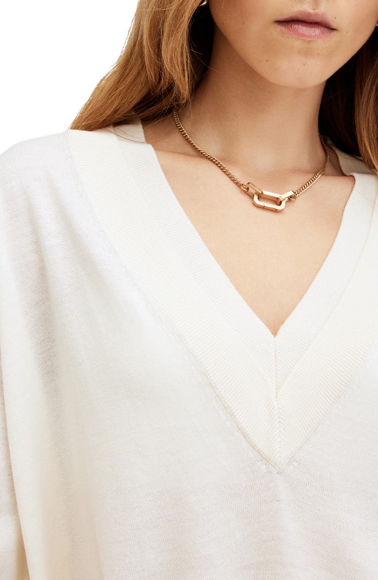 AllSaints Bern V-Neck Wool Sweater, Alternate, color, Chalk White