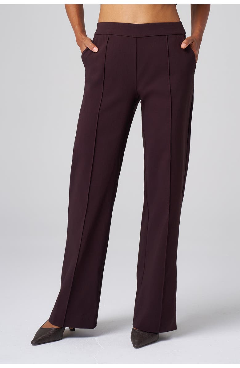 Franne Golde Wilshire Stretch Straight-Leg Pant, Main, color, Black Cherry