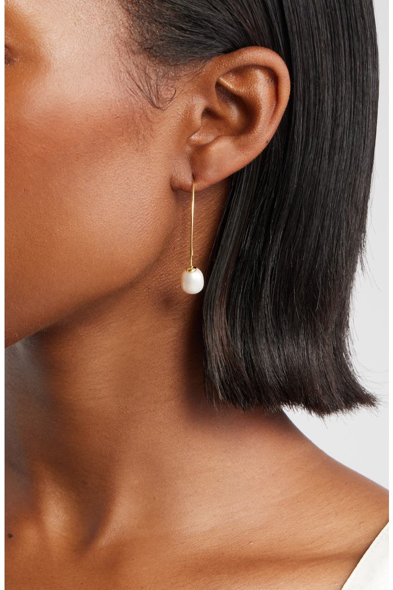 Demi Fine Freshwater Pearl Threader Earrings, Alternate, color, 14K GOLD PLATED