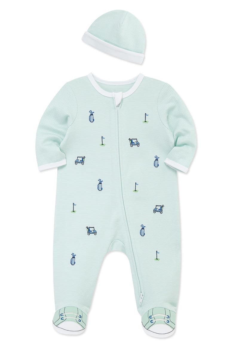 Golf Cotton Footie & Hat Set (Nordstrom Exclusive), Alternate, color, GREEN