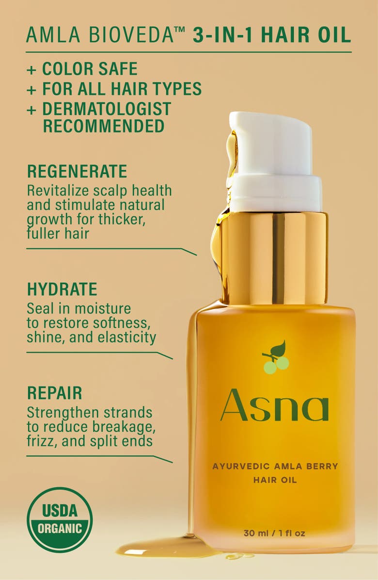 ASNA Amla BioVeda Beard Oil + 3-in-1 Hair Oil Growth & Hydration Set, Alternate, color, NO COLOR