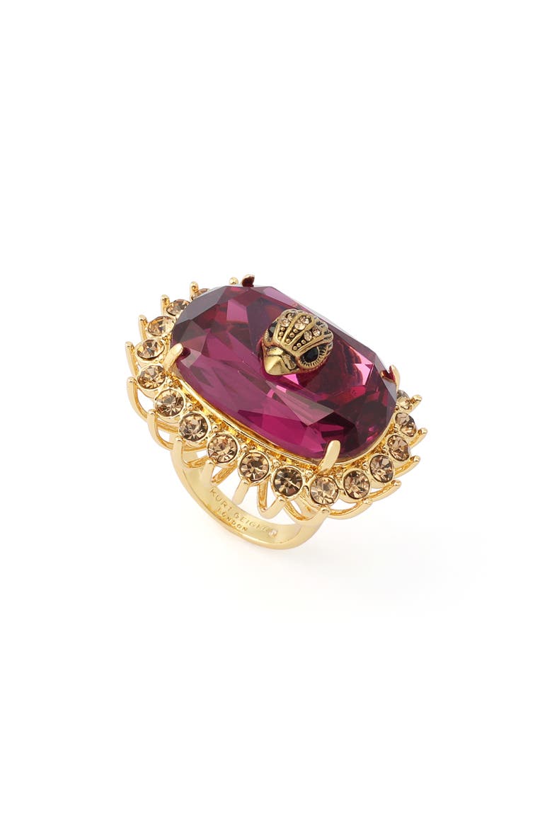 Pavé Spike Framed Gemstone Cocktail Ring, Alternate, color, PINK