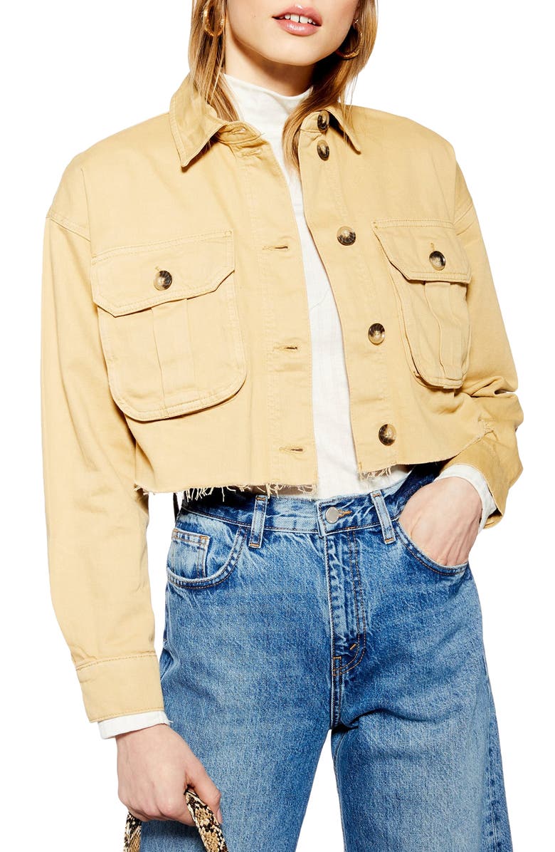 Topshop Jack Raw Hem Shirt Jacket, Main, color,