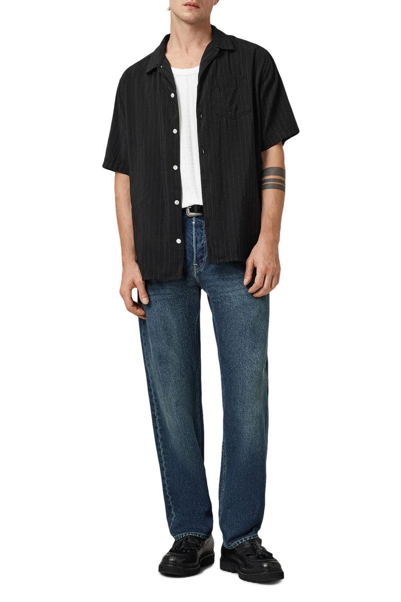 Perry Button-Up Camp Shirt, Alternate, color, BLACK