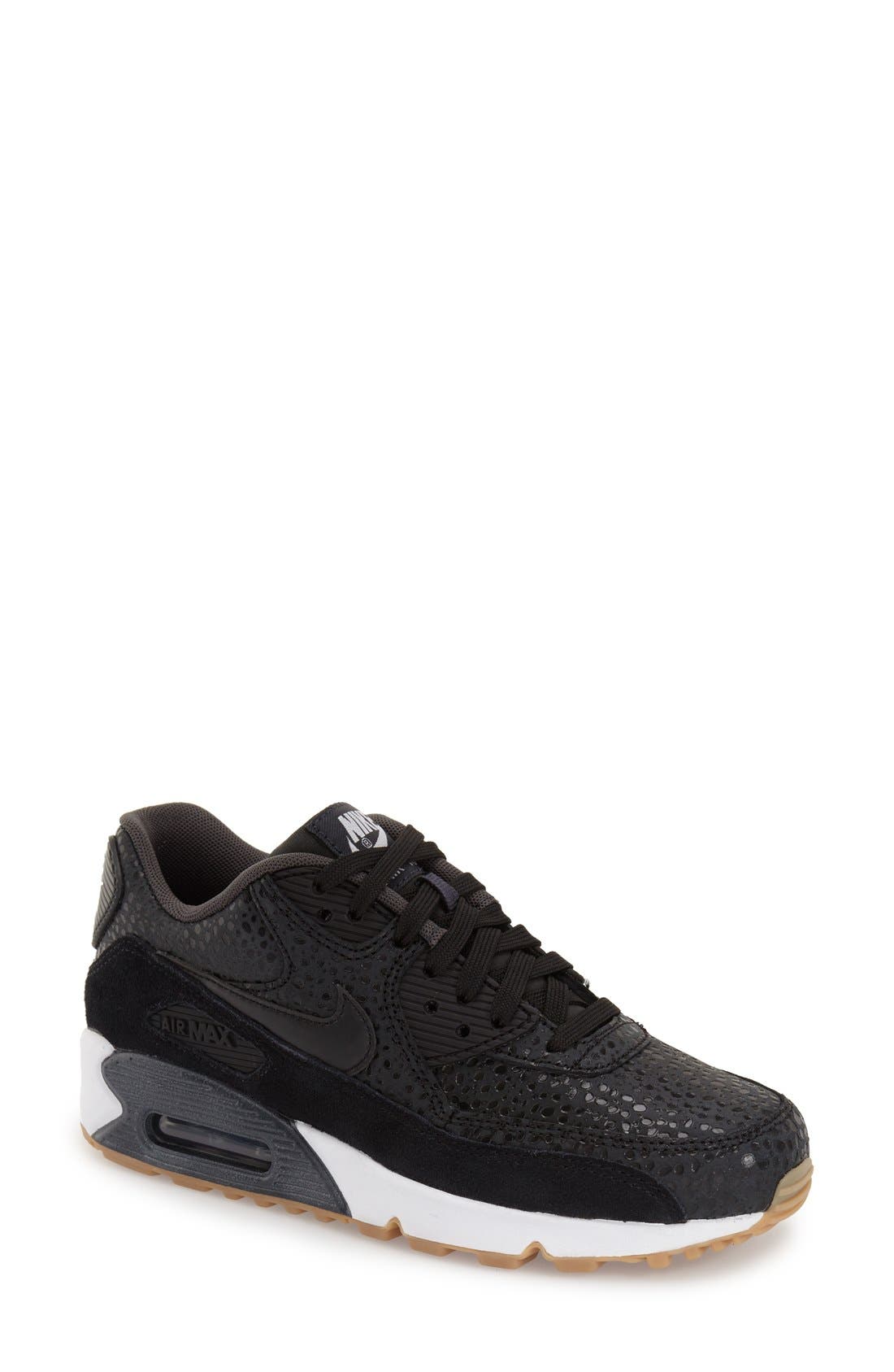 'Air Max 90 - Premium' Sneaker, Main, color, BLACK/ BLACK/ WHITE