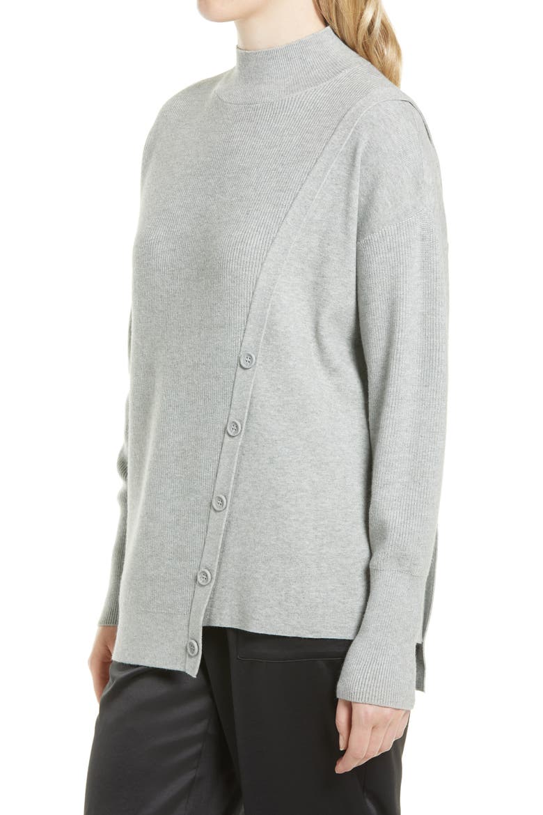Mock Neck Stitch Mix Sweater, Alternate, color, GREY HEATHER