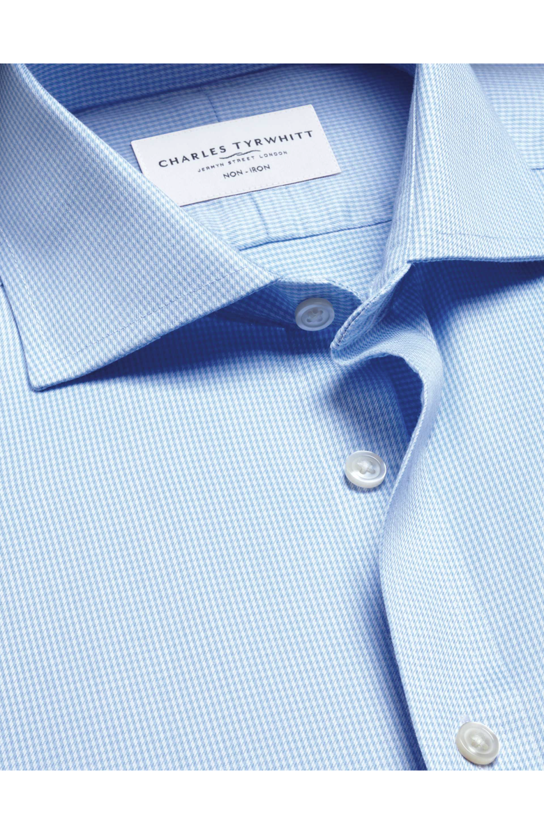 Charles Tyrwhitt Non-Iron Puppytooth Cutaway Collar Shirt, Alternate, color, Light Blue