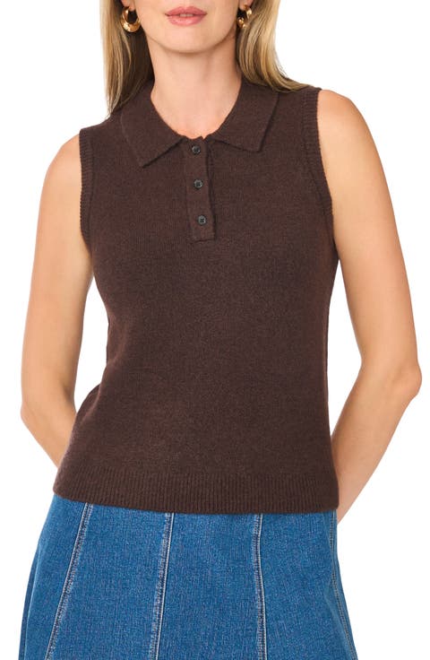 Sleeveless Polo Sweater