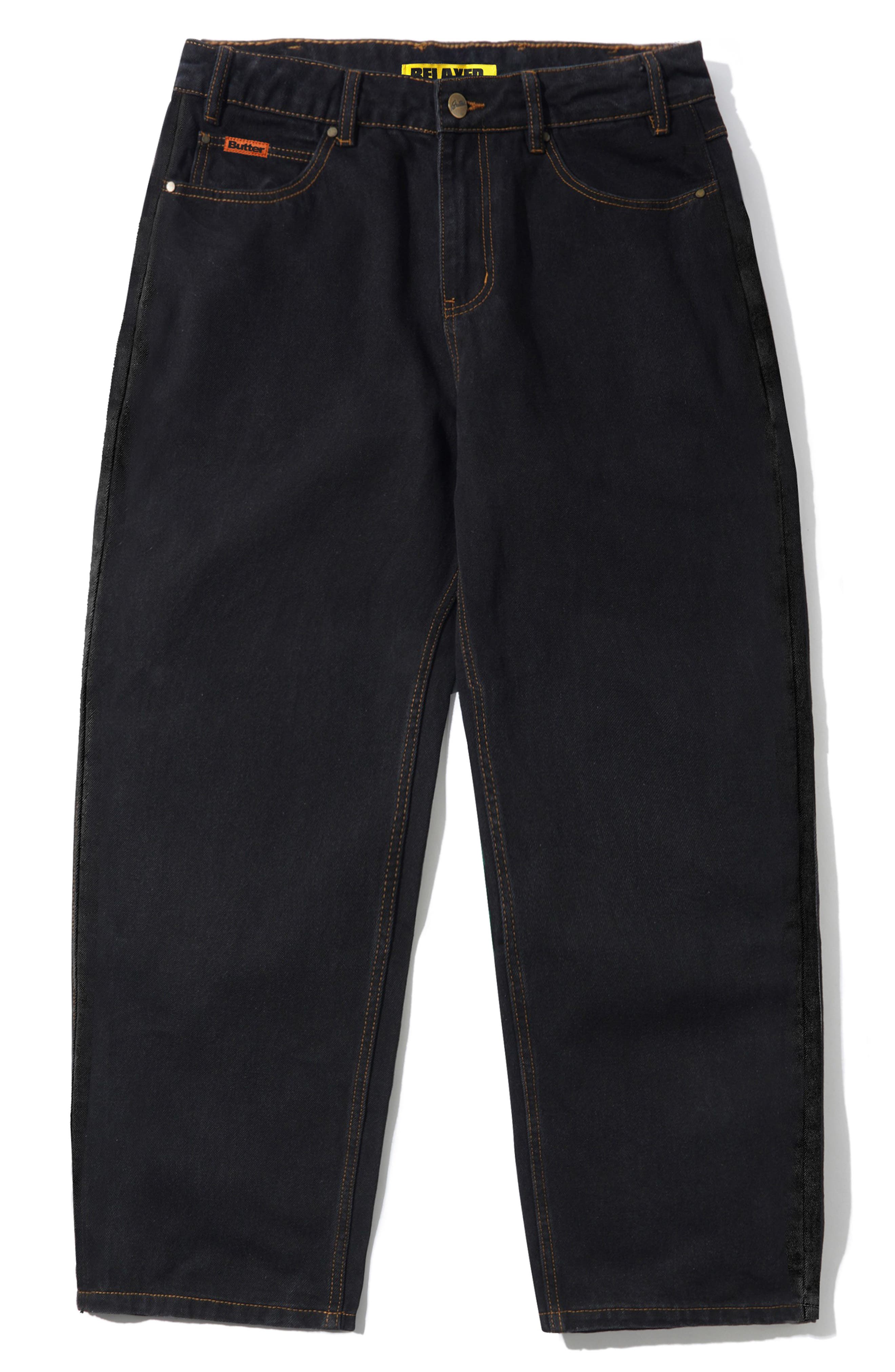 Butter Goods Relaxed Fit Drawstring Jeans in Washed Black 