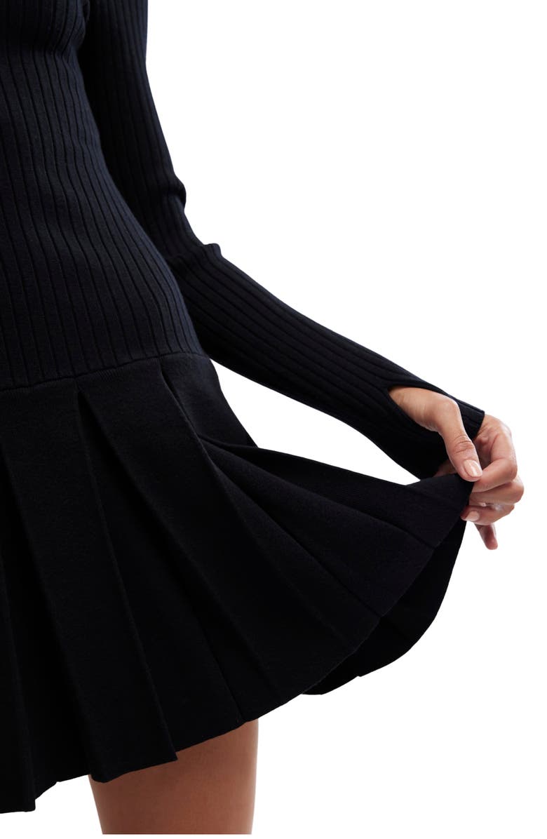 Free People Emmy Long Sleeve Minidress, Alternate, color, Black