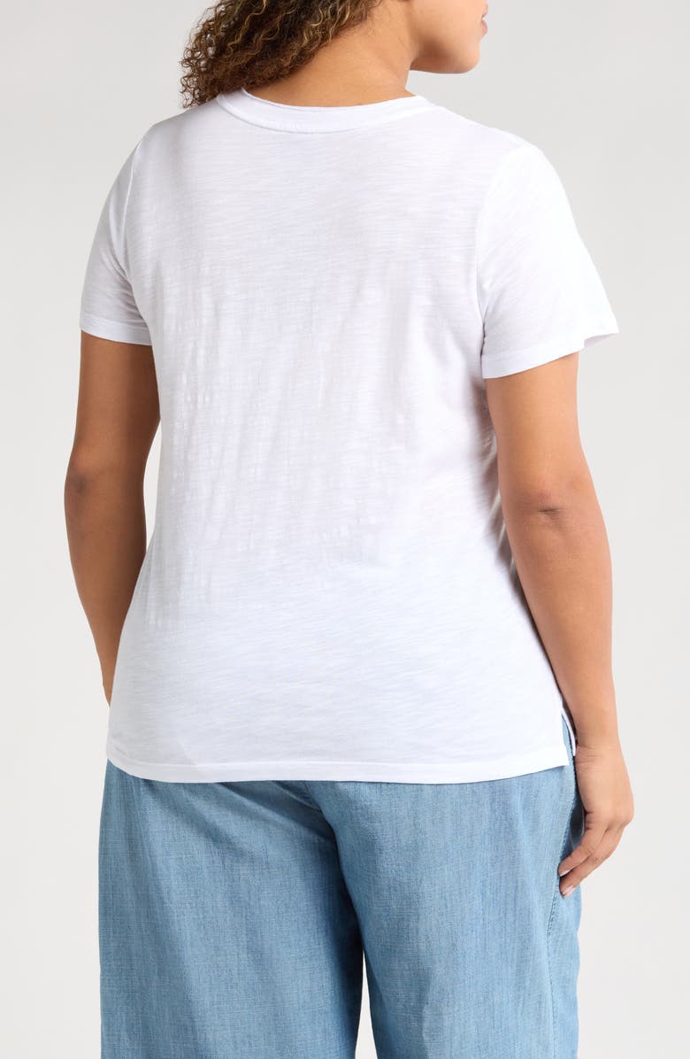 Caslon<sup>®</sup> Short Sleeve Cotton & Modal V-Neck Pocket T-Shirt, Alternate, color, White