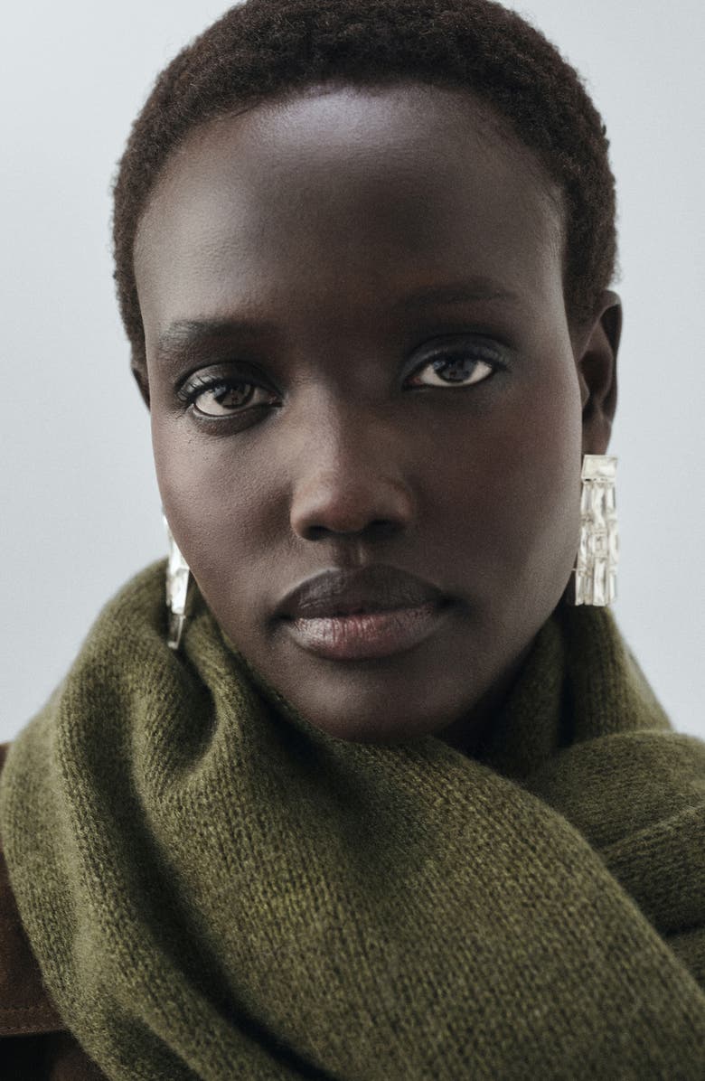 MANGO Selection Cashmere Scarf, Alternate, color, Medium Green