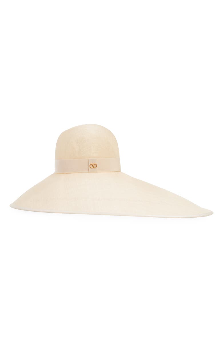 Valentino Garavani Large Brim Abacá Sun Hat, Alternate, color, Dqv Biancato/ Avorio/ Brass