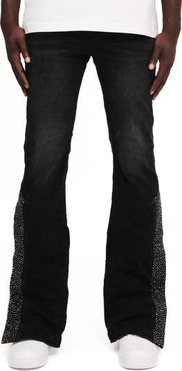 Crystal Side Snap Flare Jeans