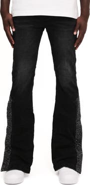 PURPLE BRAND Crystal Side Snap Flare Jeans