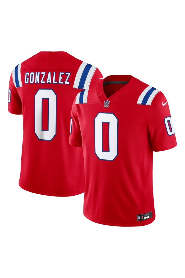 Men's Nike Christian Gonzalez Red New England Patriots Alternate Vapor F.U.S.E. Stitched Limited Jersey, Main, color, Red