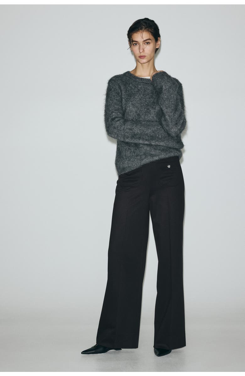 H&M Straight-leg Trousers, Alternate, color, Black