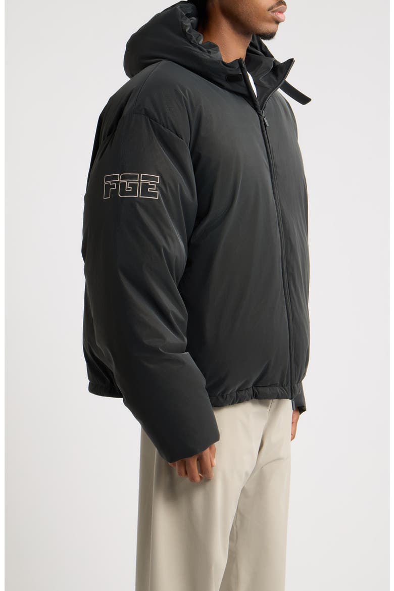 Hooded Down Jacket, Alternate, color, BLACK
