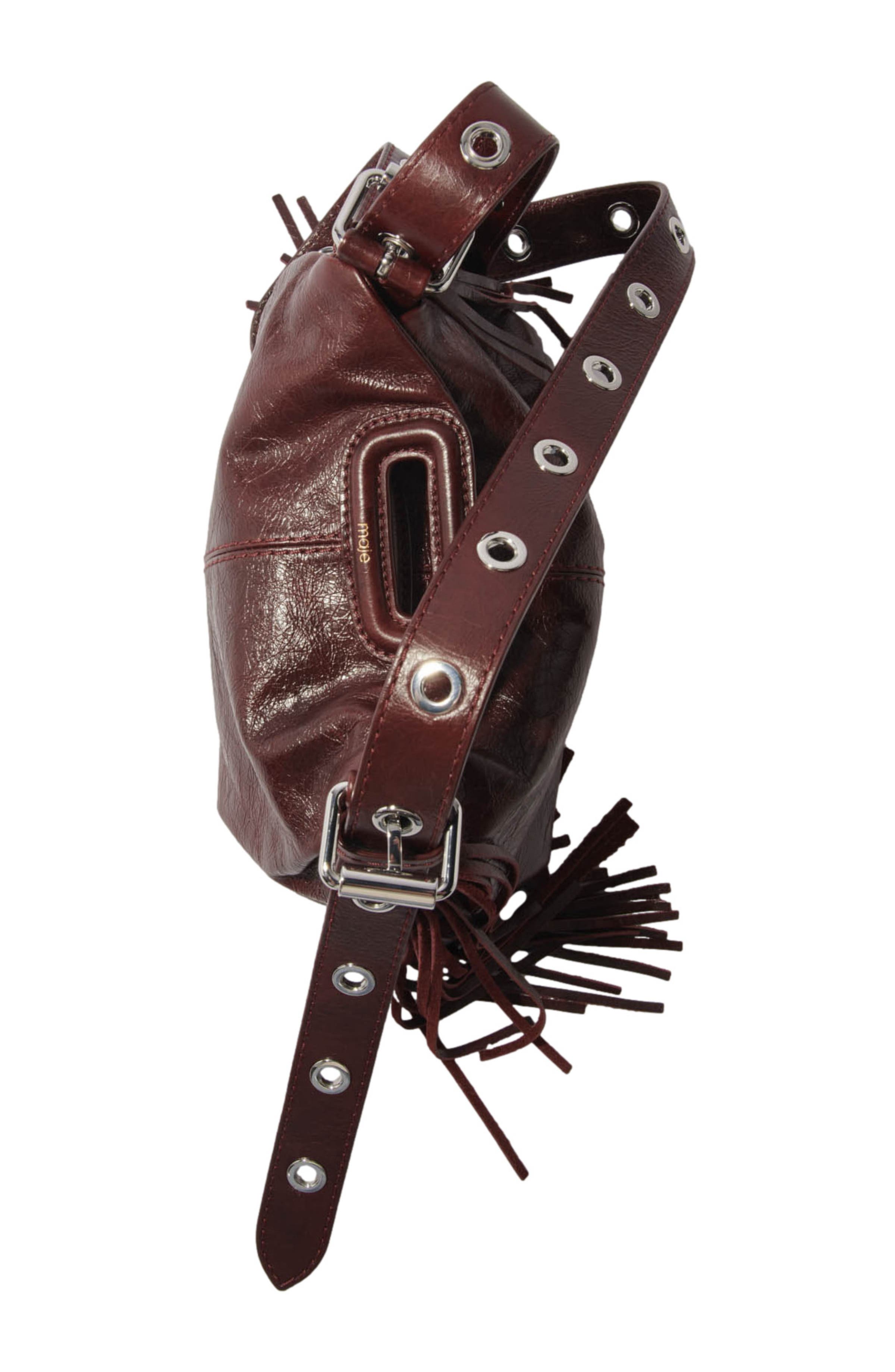 Miss M mini cracked leather bag, Alternate, color, Burgundy