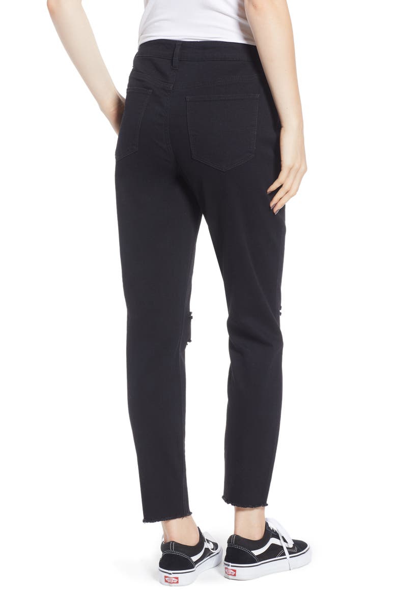 Ripped High Waist Ankle Jeggings, Alternate, color, BLACK RINSE