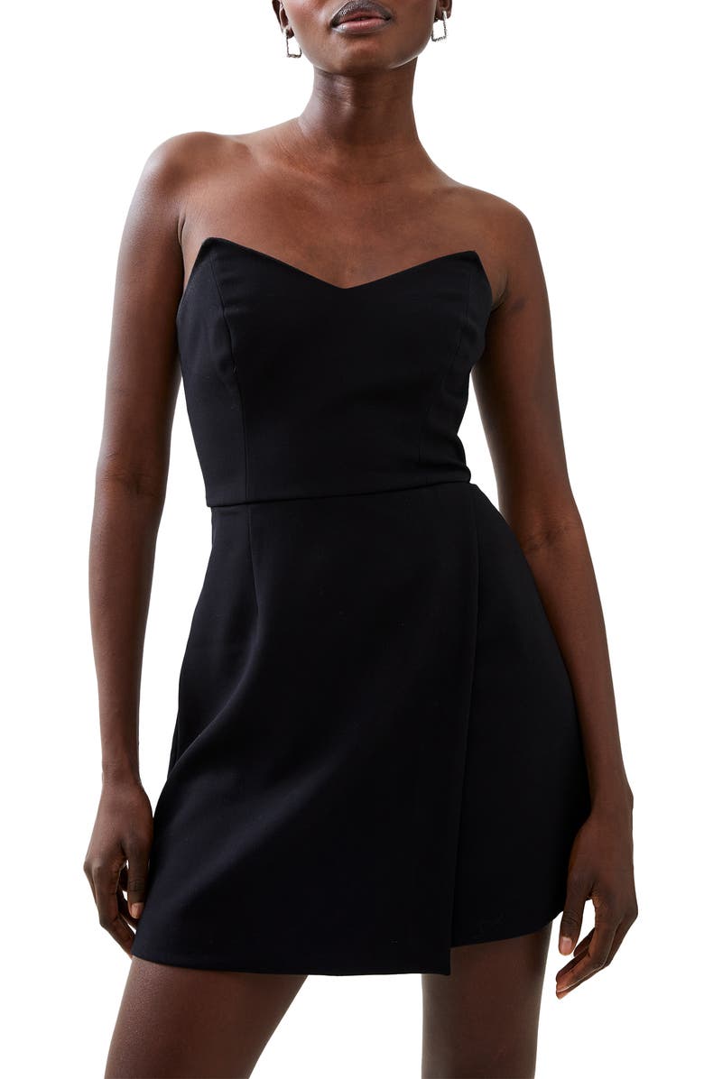 French Connection Whisper Strapless Minidress, Alternate, color, Blackout