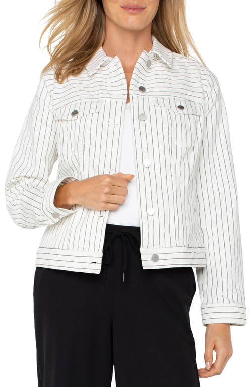 Liverpool Los Angeles Pinstripe Classic Denim Jacket In White Black Pinstripe