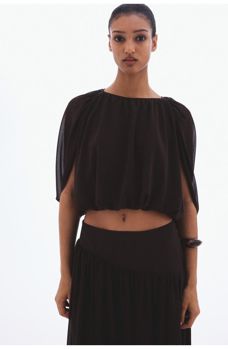 H&M Chiffon Top, Alternate, color, Dark Brown