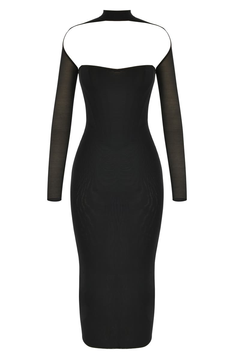 HOUSE OF CB Milarose Long Sleeve Corset Midi Dress, Alternate, color,