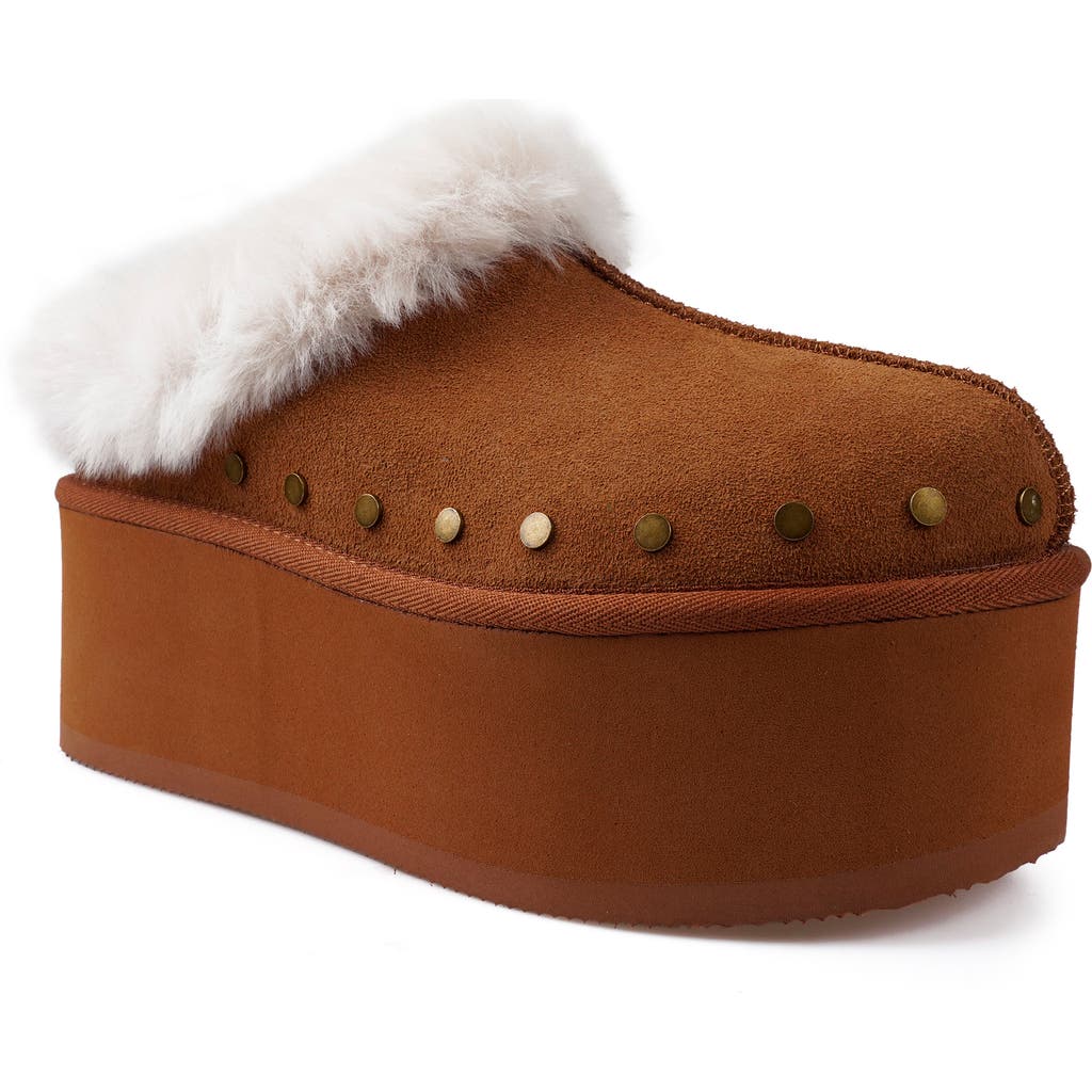 Candie's Sabi Faux Fur Platform Slipper in Beige