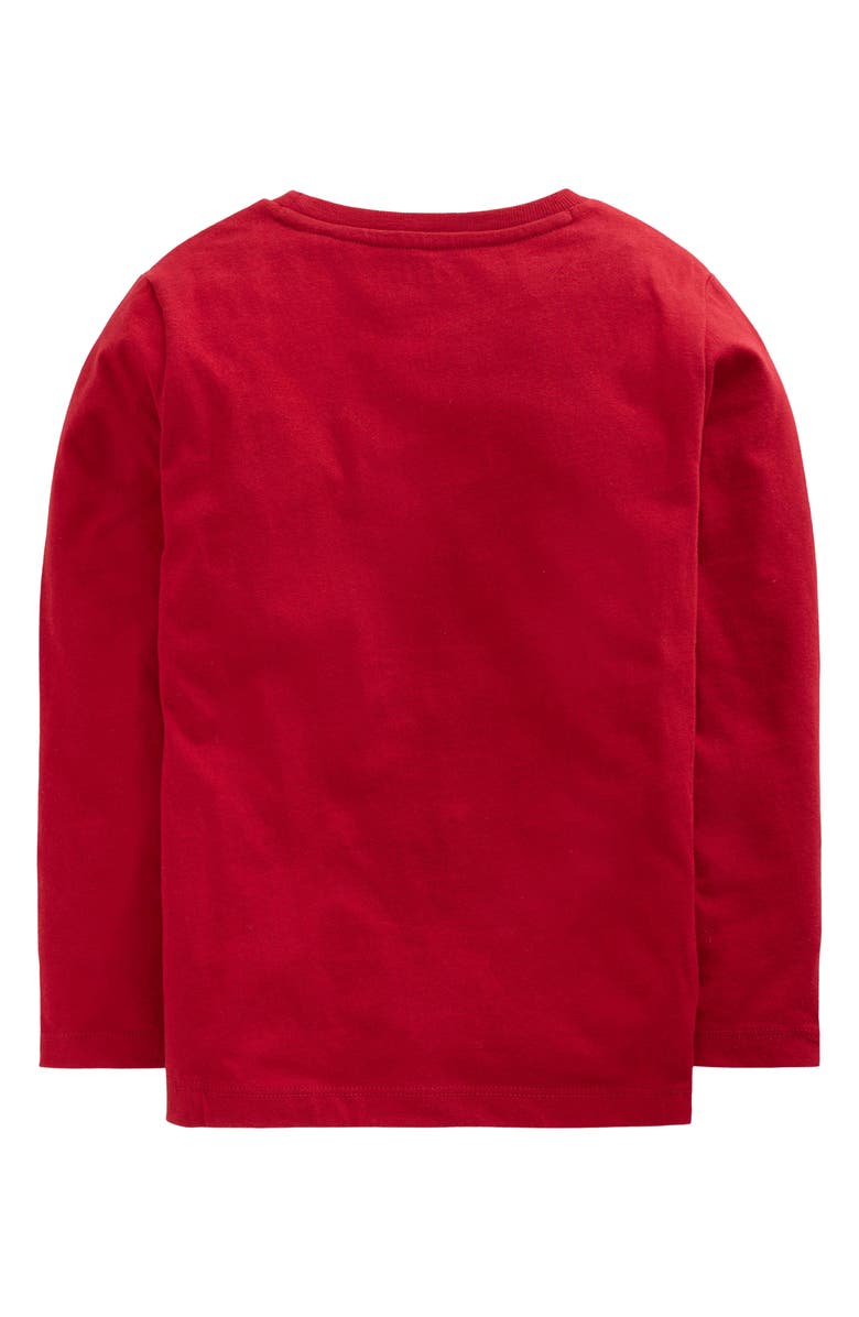 Mini Boden Kids' Superstitch Long Sleeve Cotton T-Shirt, Alternate, color, Chili Pepper Polar Express