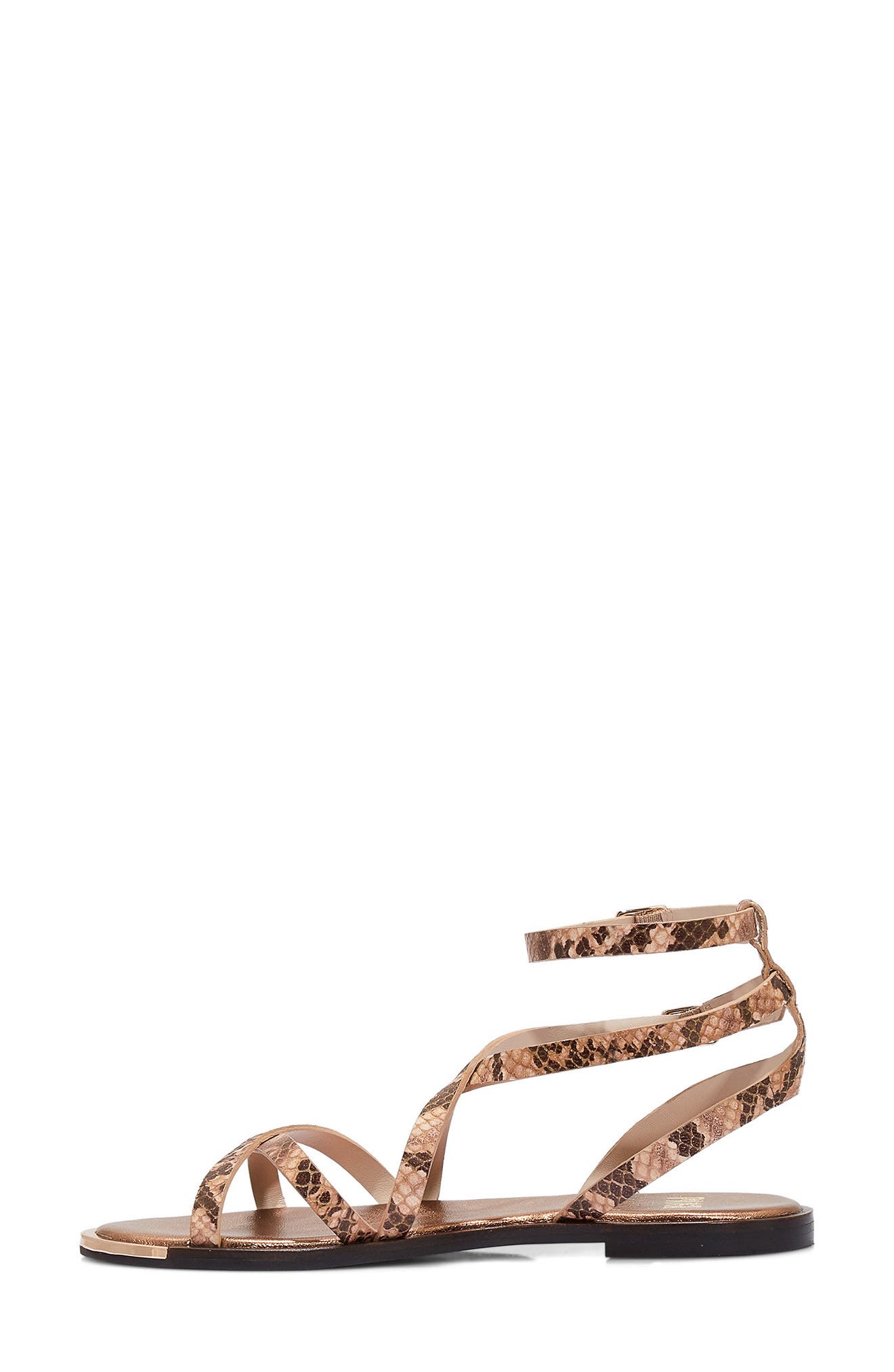 PAIGE Thea Snakeskin Embossed Ankle Strap Sandal, Alternate, color, Bronze Multi