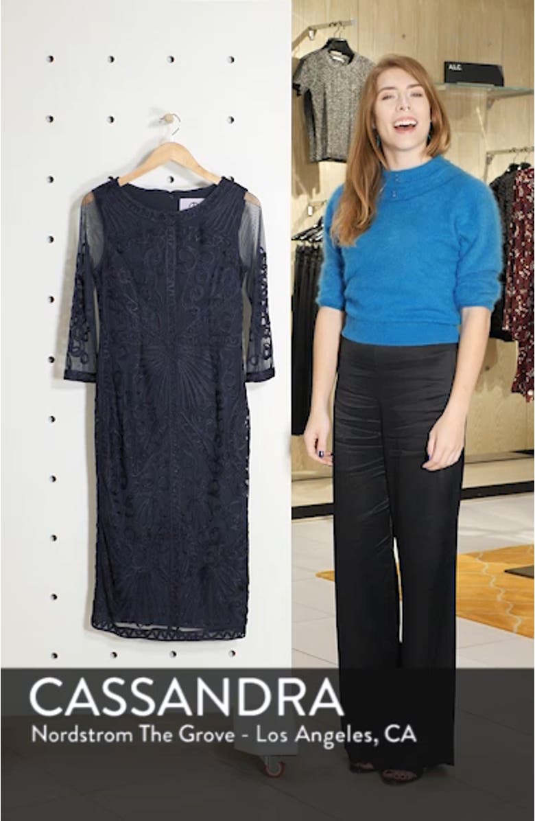 Sheer Sleeve Soutache Cocktail Dress, sales video thumbnail